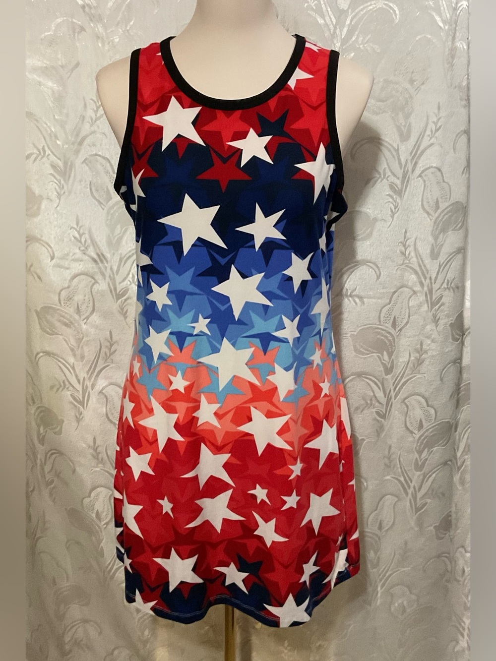 Free 2 Luv Sexy Stars 4th of July Micro Mini Tunic Dress L